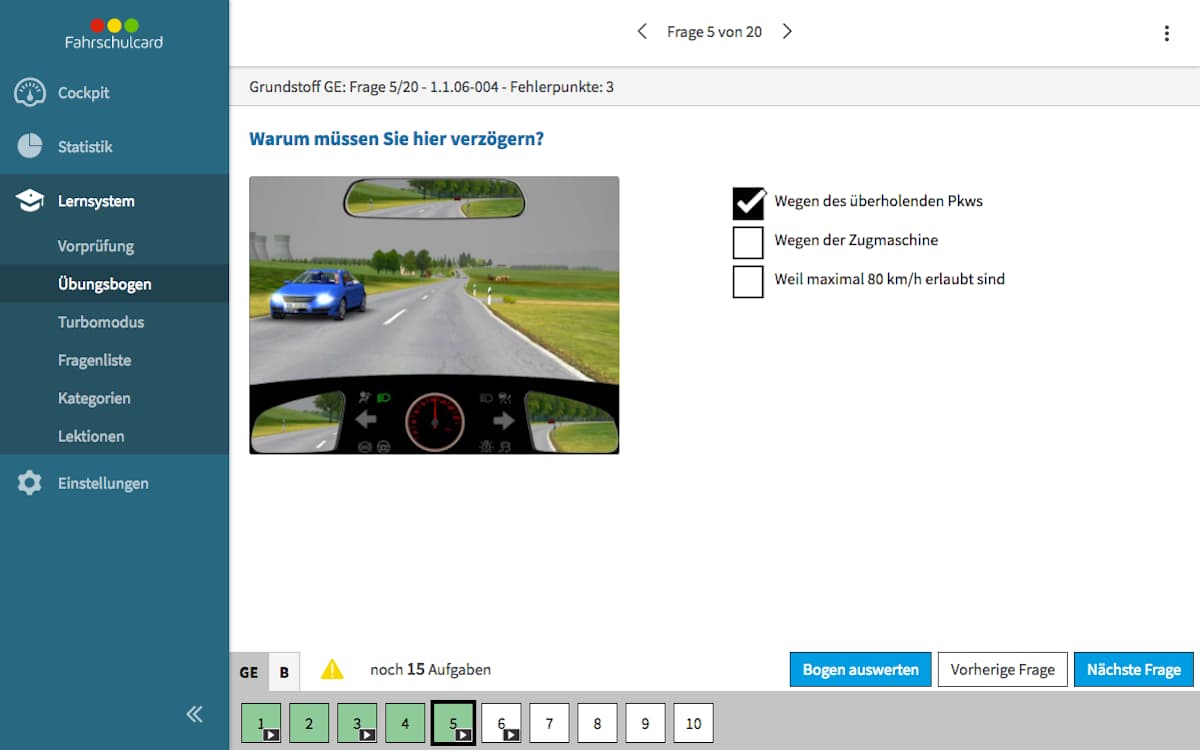 Fahrschulcard Lernfragen