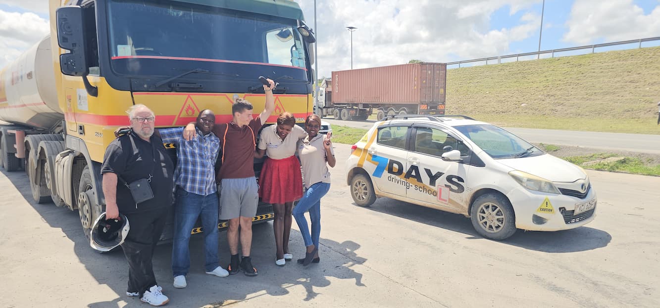 Siggi Allgeier with his Kenyan truck team